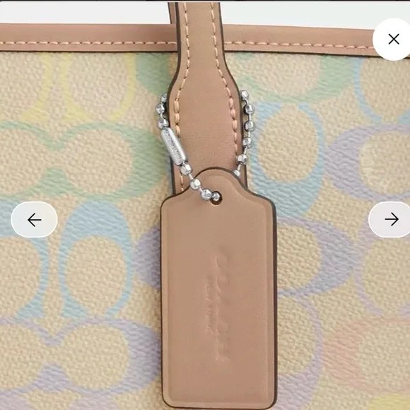 Coach City Tote Bag In Rainbow SignatureCanvas CDA93 Sand Multi